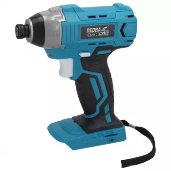 DEDRA DED7045 18V bežični udarni odvijač bez četkica s 170 Nm maks. zakretnog momenta, 1/4 inch šesterokutnim prihvatom, 3-stupanjskom elektroničkom kontrolom, LED svjetlom, kopčom za remen i Softgrip ručkom – samo uređaj
