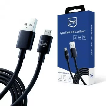 3mk Hyper Cable USB-A na Micro-USB kabel 1,2m 5V 2,4A, crni