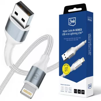 3mk Hyper Cable N-SERIES USB-A na Lightning 1m QC 3.0 5V/2.4A 12W bijeli