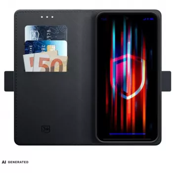 3mk Wallet Case za Samsung Galaxy A37 - crna PU koža s pretincima za kartice, pretincem za novčanice, magnetskim zatvaranjem i funkcijom stalka