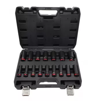 AWTOOLS Black Line set udarnih nasadnih ključeva 1/2, 16 kom., 10-32 mm, dugi