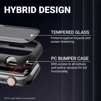 Crong Hybrid futrola za sat s kaljenim staklom za Apple Watch 40mm, Starlight