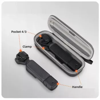 SUNNYLIFE tvrda torbica s karabinerom za DJI Osmo Pocket 4 / 3 - siva