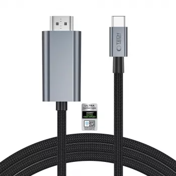 TECH-PROTECT ULTRABOOST kabel USB-C na HDMI 2.1 8K 60Hz 200cm željezno-sivi