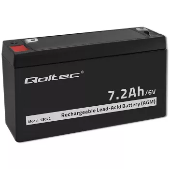 Qoltec AGM baterija 6V 7,2Ah VRLA punjiva, zatvorena olovno-kiselinska, bez održavanja