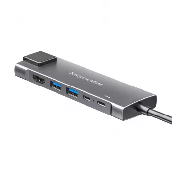USB-C hub multiport adapter s HDMI 4K, 2x USB 3.0, USB-C podaci, 100W PD, Gigabit Ethernet, sivo-sivi