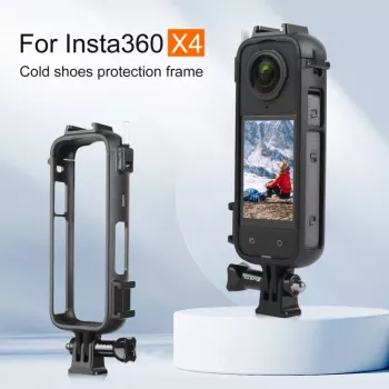 PULUZ PU979B zaštitno kućište s držačem i dvostrukim hladnim papučicama za Insta360 X4 – crno