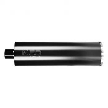 NEO TOOLS 57-864 dijamantna kruna za bušenje jezgre za strojeve za bušenje jezgre, promjer 122 mm, radna duljina 470 mm, navoj 1 1/4 inch UNC, 11 segmenata, mokro bušenje, serija GRAPHITE PRO