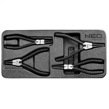NEO TOOLS set kliješta za sigurnosne prstene, 4 dijela, unutarnja/vanjska ravna i zakrivljena, CrV čelik, 180 mm, TÜV certificirano