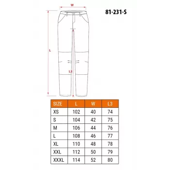 NEO Tools 81-231-S Protective Work Pants, Size S, Grey/Black, 65% Polyester 35% Cotton, 267 g/m², EN ISO 13688:2013