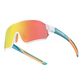 ROCKBROS Polarized Cycling Glasses for Kids 8-14 Years, UV400 Protection, TR90 Frame, Green-White