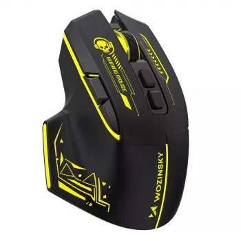 WOZINSKY WMGB-1181 bežični gaming miš, 3200 DPI, RGB pozadinsko osvjetljenje, punjivi, crno-žuti