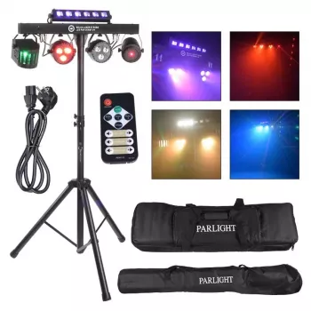 LIGHT4ME BEAM LASER STROBE LED PAR DERBY UV I - 4-u-1 multi-efektna pozornička rasvjeta s crvenim/zelenim laserom, UV i DMX upravljanjem