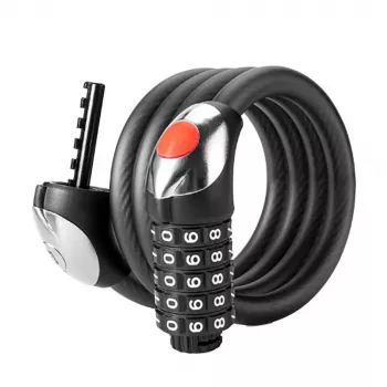 ROCKBROS RKS531 biciklistička brava s 5-znamenkastom kombinacijom i LED svjetlom, 120 cm pletena čelična sajla, crna