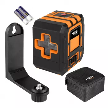 NEO TOOLS 75-142 križni linijski laser, domet 20 m, crvena zraka, samonivelirajući, IP54, s magnetskim držačem i kutijom
