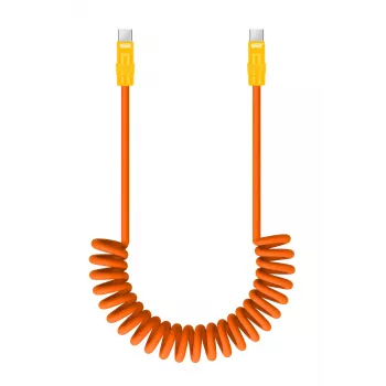 Newell USB-C na USB-C kabel 100 W, 1,5 m, silikon, spirala, narančasto-žuti