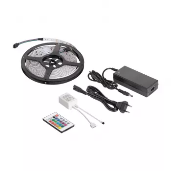 REBEL LED0175-2 5m RGB LED traka set s IR daljinskim upravljačem, 300 SMD 5050 LED, 12V napajanje, 16 milijuna boja, prigušivo, IP20
