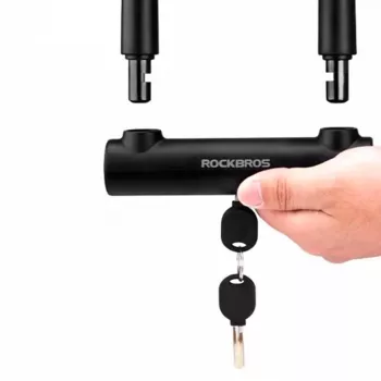 Rockbros RKS610-BK U-lock biciklistički lokot - crni, kaljeni čelik, uzao 14mm, sigurnost 8/10, 2 ključa, nosač