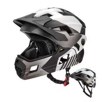 ROCKBROS TS-61 dječja konvertibilna full-face biciklistička kaciga s odvojivim štitnikom za bradu, veličina M (54-57 cm), siva