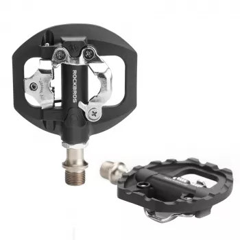 Rockbros M108 hibridne pedale za bicikl – najlonski kompozit, dvostrano SPD i ravna platforma, crne