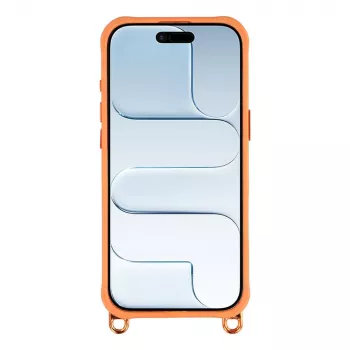 HURTEL Crossbody Case for iPhone 17 with Adjustable Lanyard and Camera Frame Kickstand, MagSafe Compatible, Orange