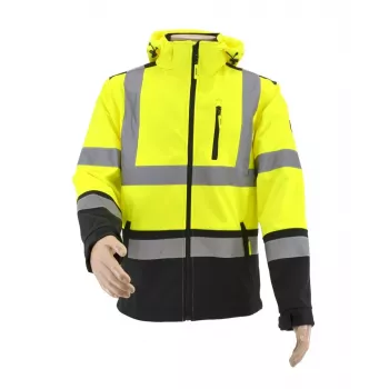 AWTOOLS softshell jakna T3 visoke vidljivosti, reflektirajuća, crna, veličina S