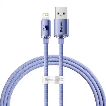 Baseus Crystal Shine Lightning na USB-A kabel 1,2 m ljubičasti, 2,4 A brzo punjenje