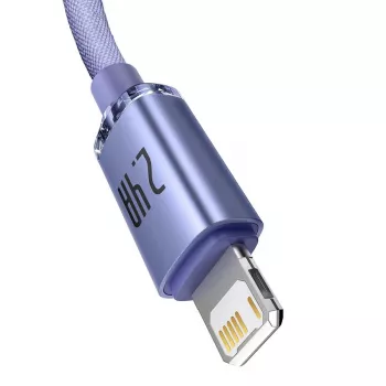 Baseus Crystal Shine Lightning na USB-A kabel 1,2 m ljubičasti, 2,4 A brzo punjenje