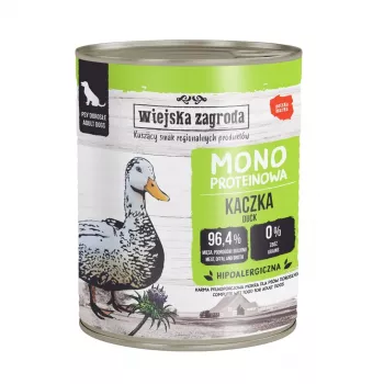 WIEJSKA ZAGRODA Mono Duck mokra hrana za pse – konzerva 800g, bez žitarica, s jednim izvorom proteina