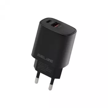 Beline GaN 30W USB-C PD + USB-A QC zidni punjač crni (samo punjač)