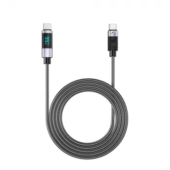 ORICO LDC2C USB-C to USB-C PD 100W Cable with LED Display, 480 Mbps, 2m, 2-Pack, Black