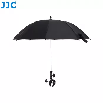 JJC Camera Rain Umbrella with Super Clamp Mount, 63mm Jaw, 1/4 inch & 3/8 inch Threads, Black
