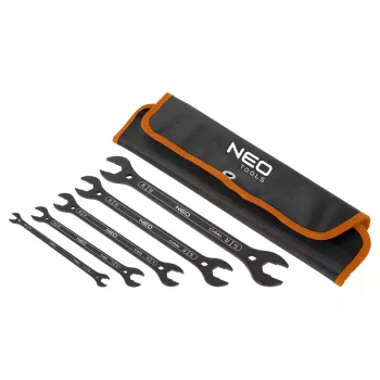 NEO TOOLS superplosnati dvostruki viljuškasti ključevi, 4-u-1, 6-27 mm (20 veličina), set od 5