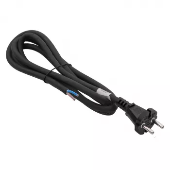 Akyga AK-OT-06S gumeni mrežni kabel H05RR-F 2 x 1,5 mm², CEE-7/17 utikač na otvoreni kraj, 5 m, crni