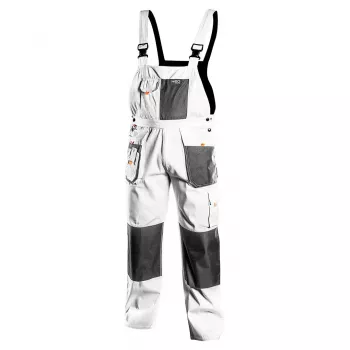 NEO TOOLS HD Work Bib Trousers with Knee Pad Pockets, Size L/52, Grey/Black