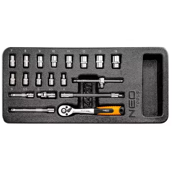 NEO TOOLS 1/4 inch set nasadnih ključeva, 19-dijelni, uložak