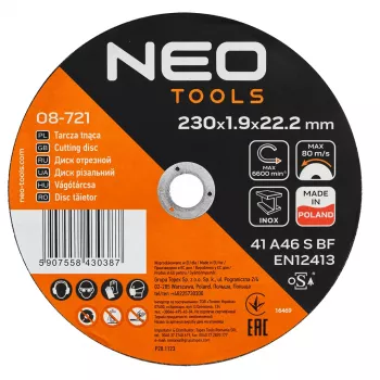 NEO TOOLS rezna ploča za metal/INOX 230 x 1,9 x 22,2 mm, 41 A46-S-BF, 25 komada