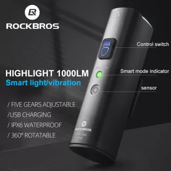 ROCKBROS V9M-1000 prednje svjetlo za bicikl 1000 lumena USB-C punjivo, crno