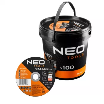 NEO TOOLS Metal Cutting Discs 41A 60 S BF - 125x1.0x22.23 mm STEEL/INOX, 100 Pieces in Bucket