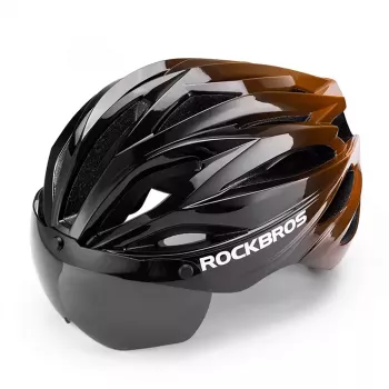 ROBOROCK Rockbros biciklistička kaciga s odvojivim magnetskim vizirom, UV400 zaštita, 22 ventilacijska otvora, podesivi kotačić, unisex mat crno-smeđa