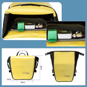 ROCKBROS AS-003-1Y Waterproof Bicycle Bag 10-14L with Shoulder Strap, Front/Rear Mount, Yellow
