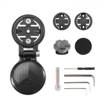ROCKBROS WT-2 out-front nosač za biciklistički računalo sa skrivenim pretincem za AirTag, aluminij, crni, Garmin/Wahoo/Bryton adapter