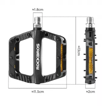 ROCKBROS BP2501 reflektirajuće najlonske biciklističke pedale, crne