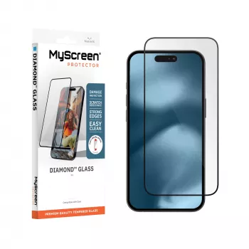 MyScreen Diamond Glass zaštita zaslona za Apple iPhone 18 Pro - 9H kaljeno staklo, potpuno prekrivanje, kompatibilno s maskom, montaža bez mjehurića
