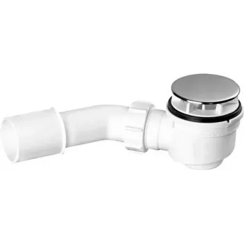 DEANTE NHC_025C Shower Tray Siphon with Top Cleaning Access, 50 mm Outlet, Chrome Grille, 24 l/min