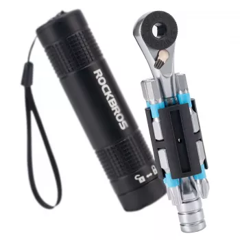 ROCKBROS TG-8601 račvasti biciklistički multi-alat s S2 čeličnim bitovima, cilindrično aluminijsko kućište, crni