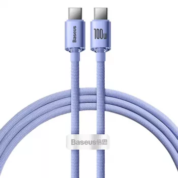 Baseus USB-C na USB-C Crystal Shine 100W PD kabel za brzo punjenje i prijenos podataka, 1,2 m, ljubičasti