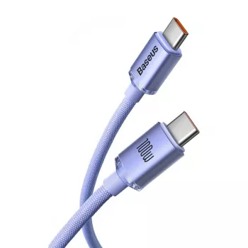 Baseus USB-C na USB-C Crystal Shine 100W PD kabel za brzo punjenje i prijenos podataka, 1,2 m, ljubičasti