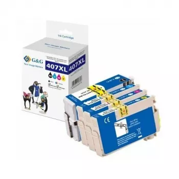 G&G kompatibilne tintne patrone visokog kapaciteta, 4 komada za Epson 407XL (crna, cijan, magenta, žuta)