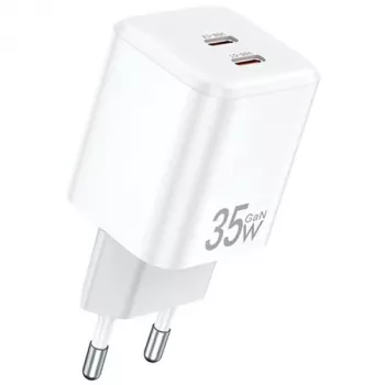 AWEI PD65-EU 35W GaN Dual USB-C Wall Charger White